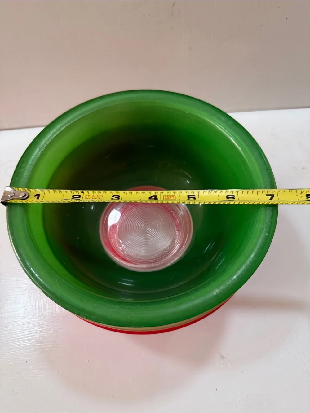 PYREX 3 Total 7” Diameter 3” High Red, Green & Cream Mixing Bowls Set